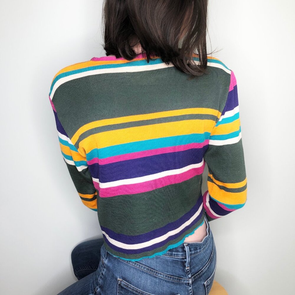 Vintage Missoni Knit Sweater Cropped Distressed Long Sleeve Blouse Top Shirt - Picture 2 of 8